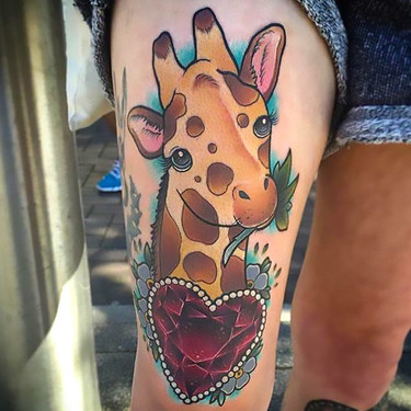 Giraffe With Heart Tattoo
