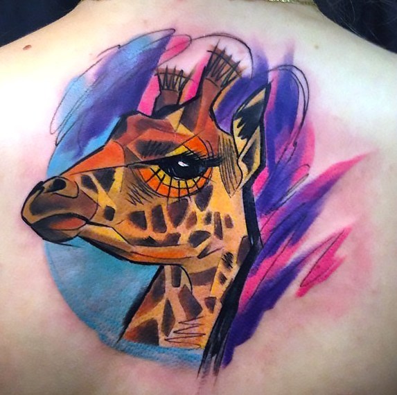 Inticate Giraffe Tattoo Idea