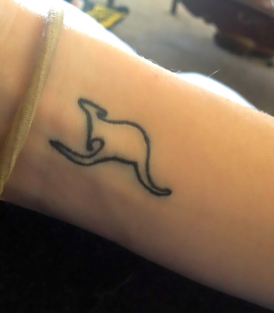 Kangaroo Outline Tattoo on Wrist Tattoo Idea