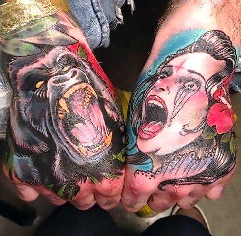 King Kong Tattoo on Hand Tattoo Idea