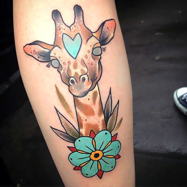 Lovely Giraffe Head Tattoo