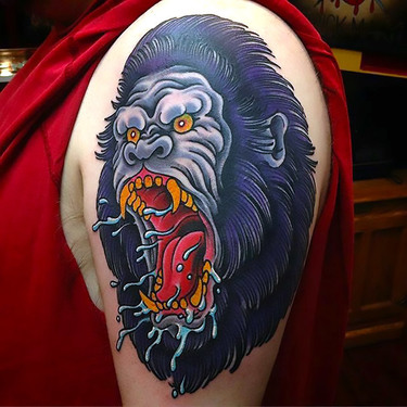 Neo Traditional Gorilla Tattoo