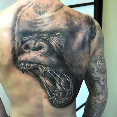 Roaring Gorilla Head Tattoo