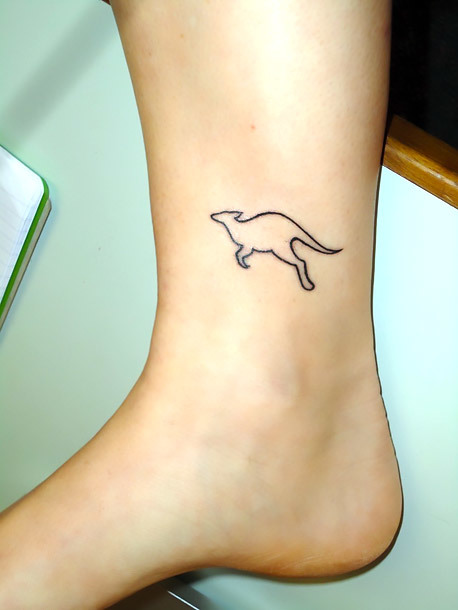 Small Kangaroo Silhouette on Ankle Tattoo Idea