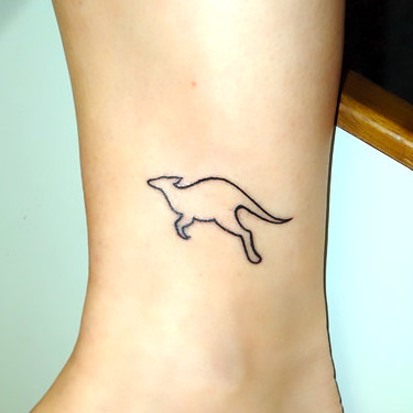 Small Kangaroo Silhouette on Ankle Tattoo