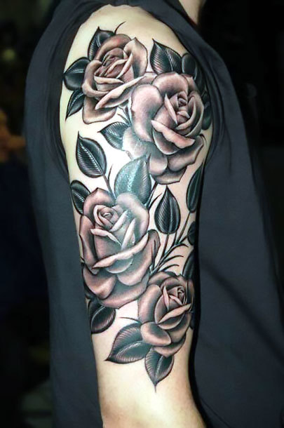 Roses on Upper Arm Tattoo Idea