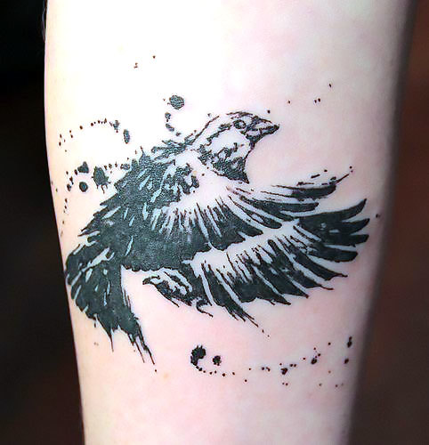 Small Blackbird Tattoo on Forearm Tattoo Idea