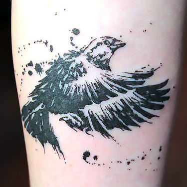 Small Blackbird Tattoo on Forearm Tattoo