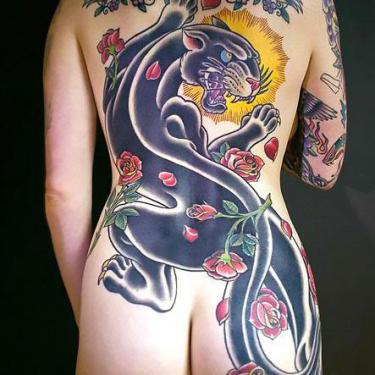 Amazing Japanese Panther Tattoo