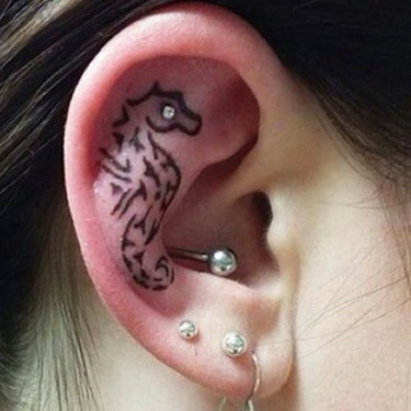 Sea Horse Ear Tattoo