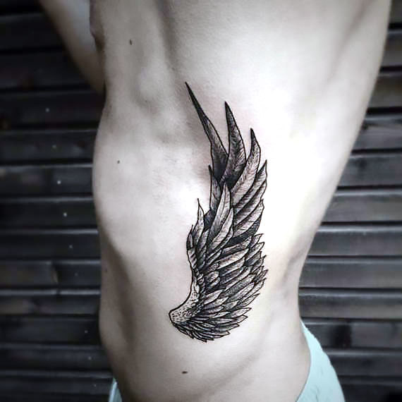 Wing on Ribs Tattoo Idea