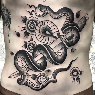 Snake Tattoo on Belly for Men Tattoo