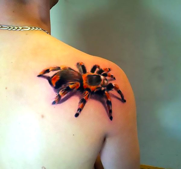 Spider on Back Shoulder Tattoo Idea