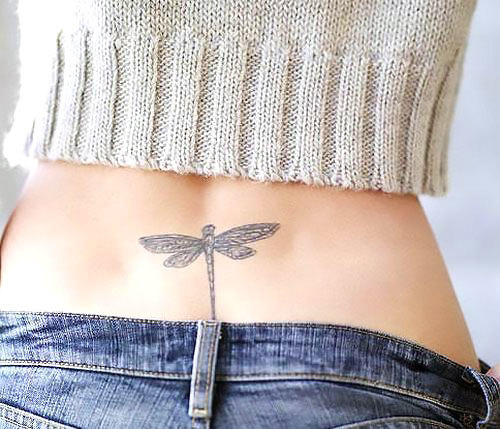 Small Lower Back Dragonfly Tattoo Idea