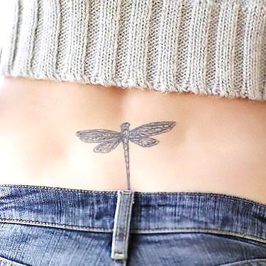 Small Lower Back Dragonfly Tattoo