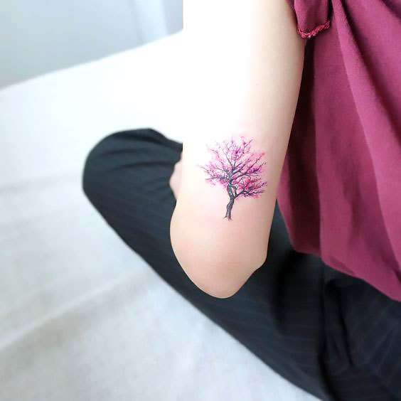 Small Purple Tree Tattoo Idea