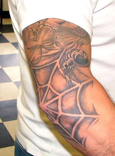 Spider Net on Elbow Tattoo Idea