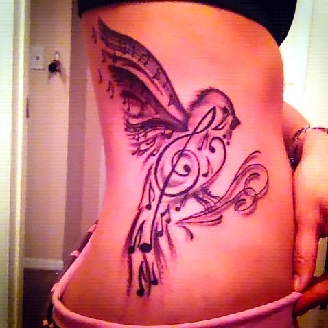 Songbird on Side Tattoo Idea