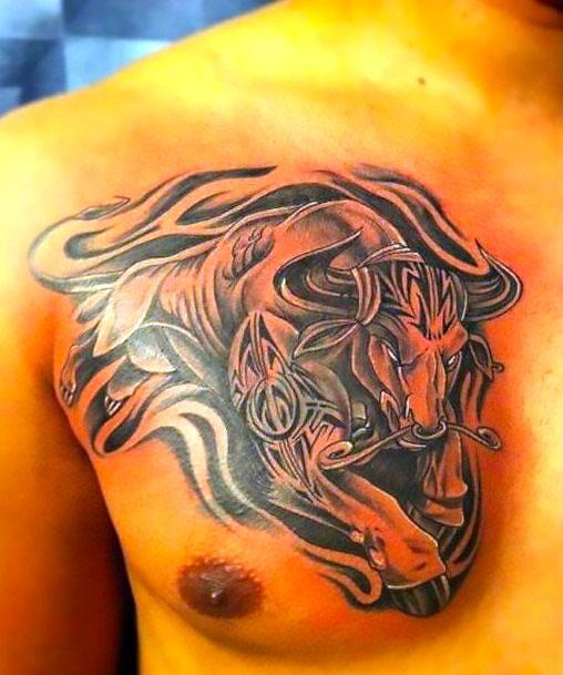 Amazing Raging Bull Tattoo Idea