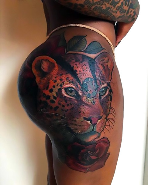 Cheetah Tattoo on Butt Tattoo Idea