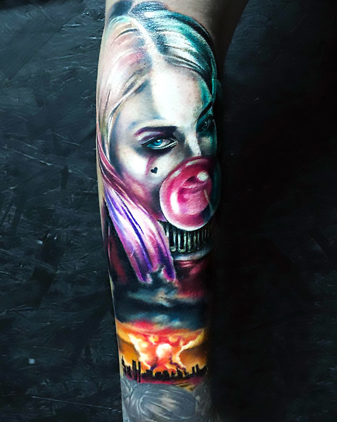 Harley Quinn Half Sleeve Tattoo Idea