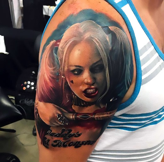 Harley Quinn Tattoo on Shoulder Tattoo Idea