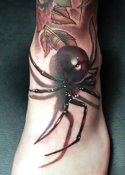 Amazing Realistic 3D Spider Tattoo Idea