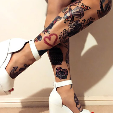 Sexy Traditional Leg Tattoo