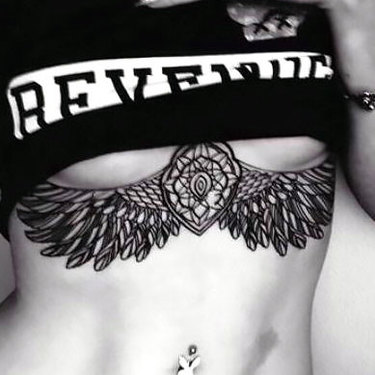 Sexy Under Breast Wings Tattoo