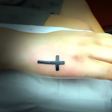 Side Hand Cross Tattoo