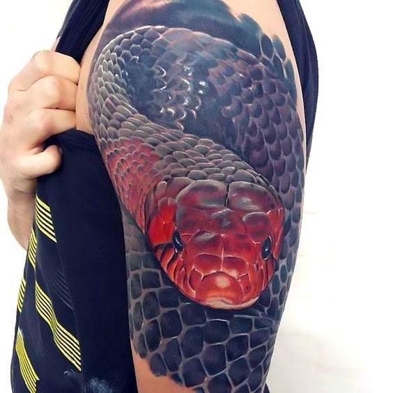 Amazing Realistic Snake Tattoo Idea