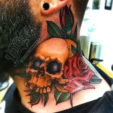 Skull Neck Men Tattoo