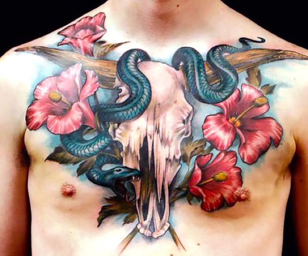 Best Bull Skull Tattoo for Men Tattoo Idea