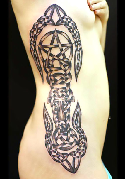Celtic Female Tattoo on Side Tattoo Idea