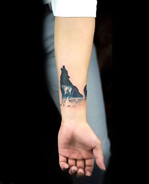Amazing Small Wolf on Wrist Tattoo Idea