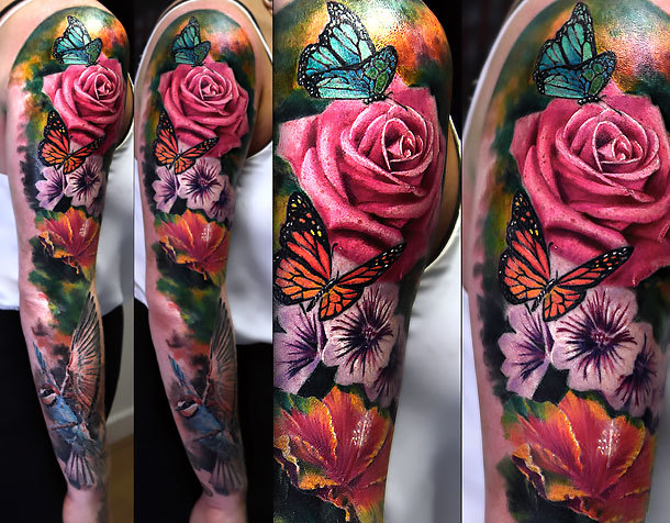 Floral Sleeve Tattoo Idea