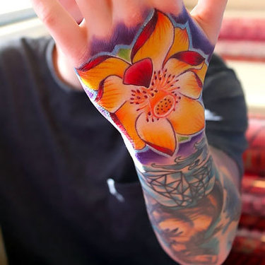 Flower on Hand for Guys Tattoo