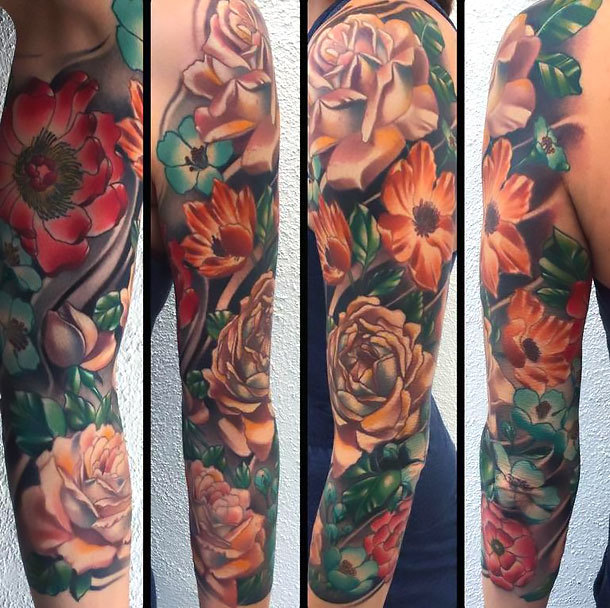 Flower Sleeve Tattoo Idea