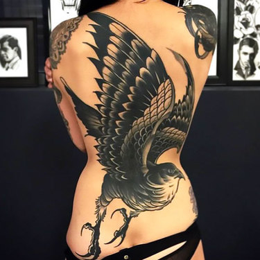 Full Back Hawk Tattoo