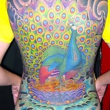 Full Back Peacock Tattoo