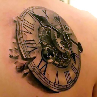 3D Steampunk Clock Tattoo