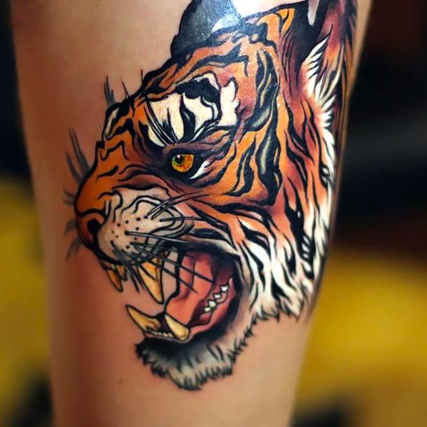 Amazing Tiger Face Tattoo Idea
