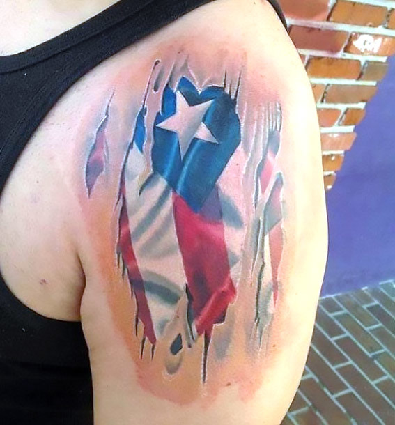 American Flag Under Skin Tattoo Idea