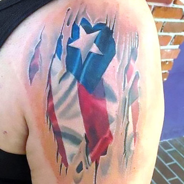 American Flag Under Skin Tattoo
