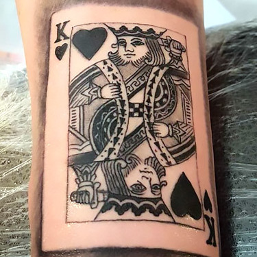 Black and Gray King of Hearts Tattoo