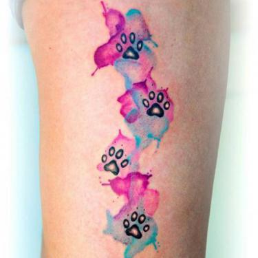 Colorful Cat Paw Prints Tattoo
