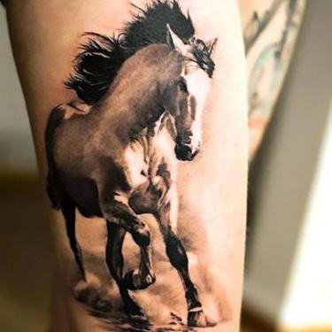 Amazing Wild White Horse Tattoo
