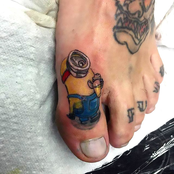 Minion Toe Tattoo Idea