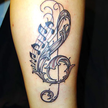 Musical Treble Clef Tattoo