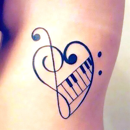 Piano In Heart Music Tattoo Idea